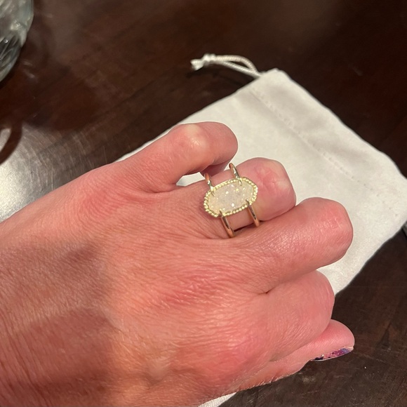 Kendra Scott Gold Ring with Druzy White Stone, size 7 - Picture 4 of 4